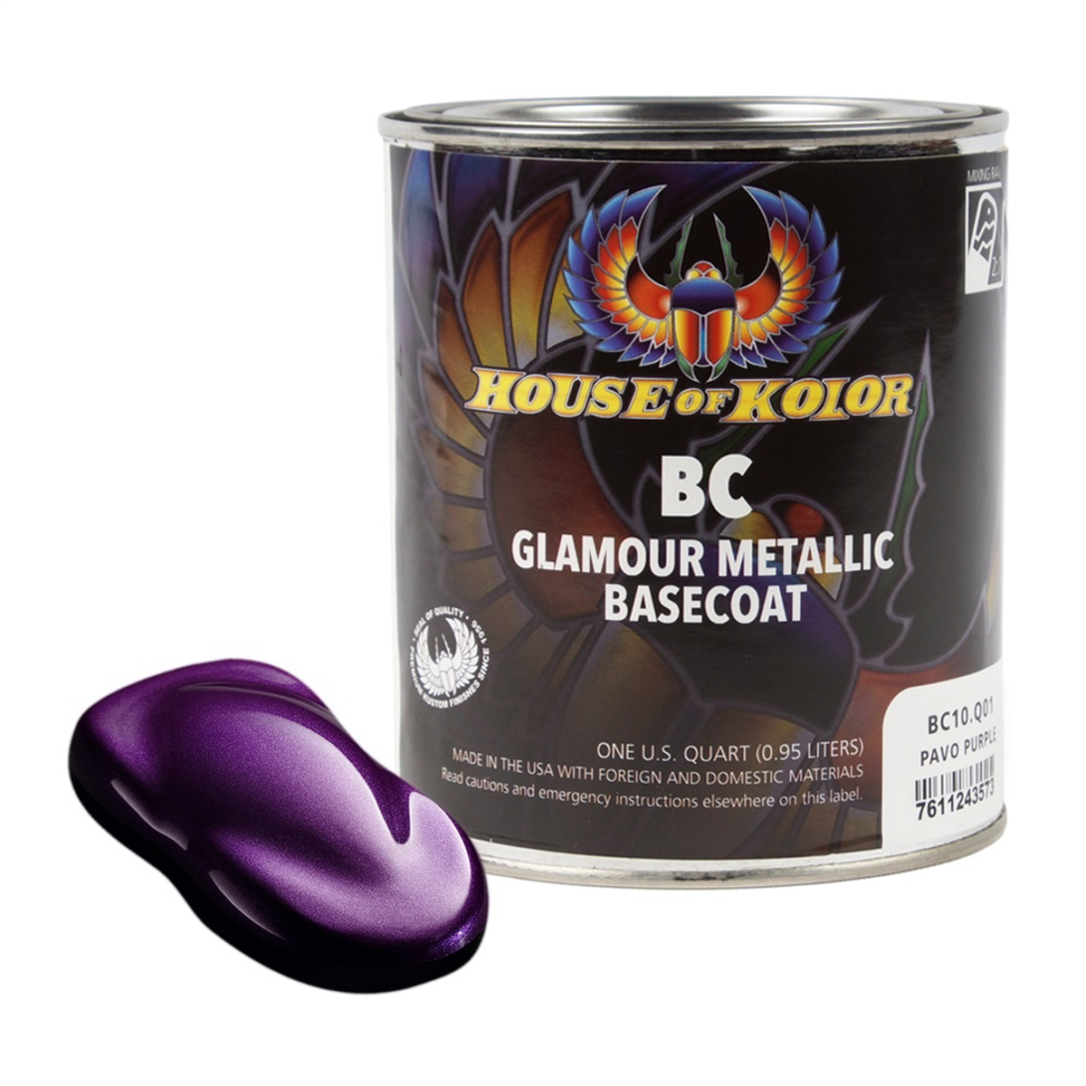 House Of Kolor SHIMRIN C2C-BC10-Q01 C2C Glamour Metallics Series Universal Basecoat, 1 qt Can, Pavo Purple