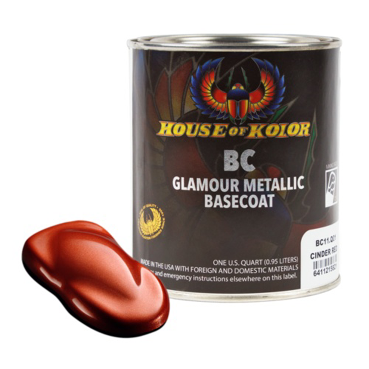 House Of Kolor SHIMRIN C2C-BC11-Q01 C2C Glamour Metallics Series Universal Basecoat, 1 qt Can, Cinder Red