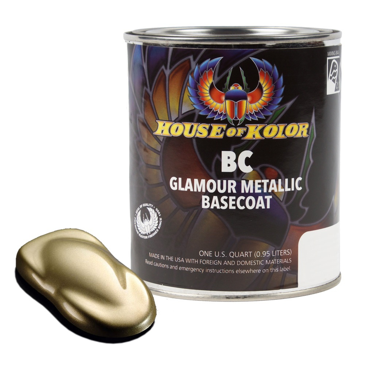 House Of Kolor SHIMRIN C2C-BC12-Q01 C2C Glamour Metallics Series Universal Basecoat, 1 qt Can, Zenith Gold