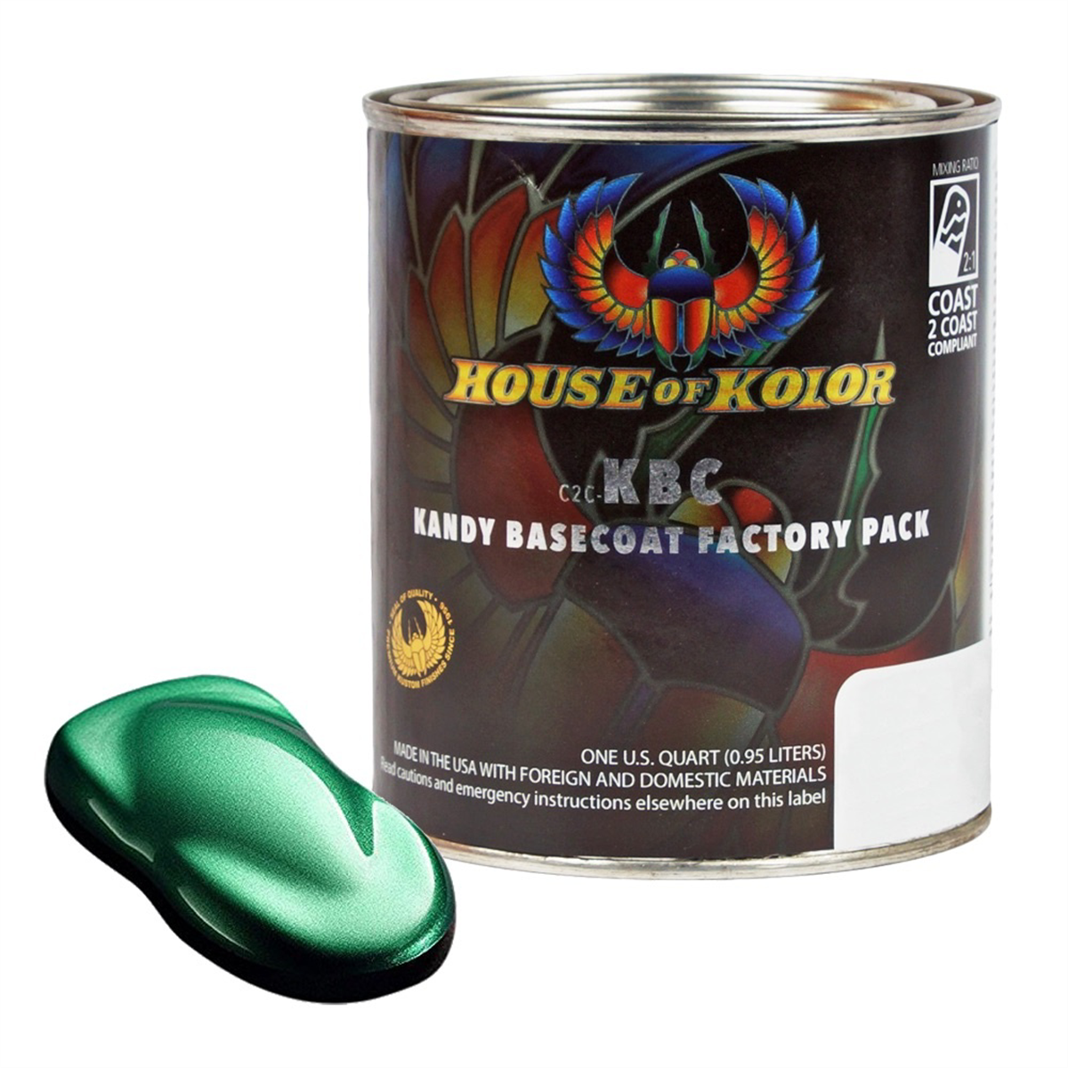 House Of Kolor SHIMRIN C2C-KBC09-Q01 C2C Kandy Series Universal Basecoat, 1 qt Can, Organic Green