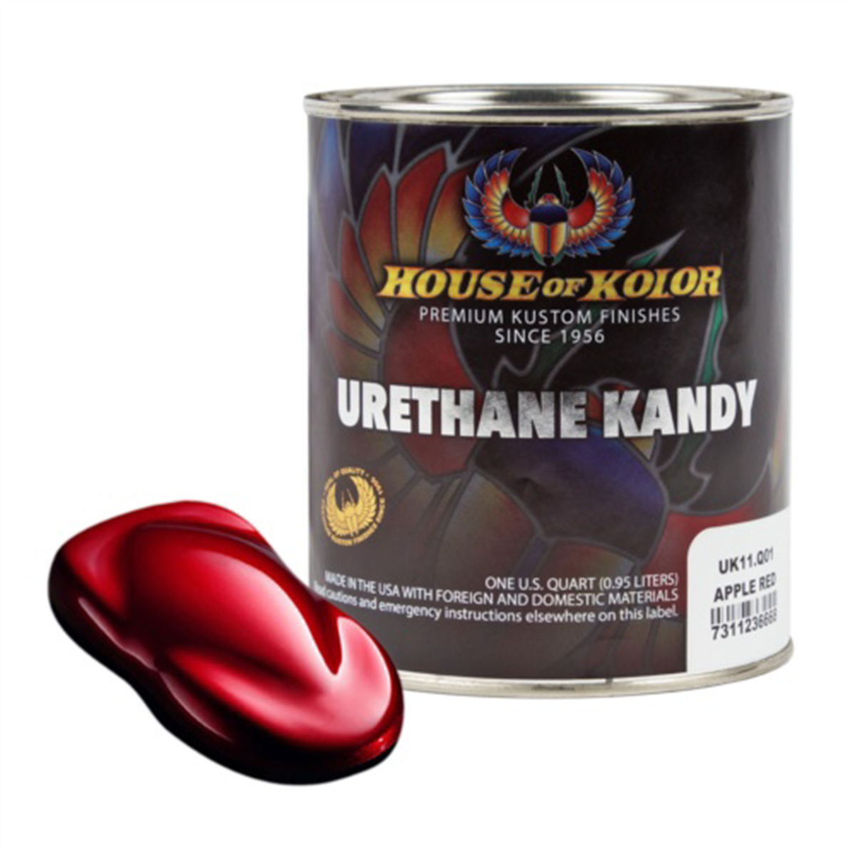 House Of Kolor Kosmic Kolor UK11-Q01 Urethane Enamel Kandy, 1 qt Can, Apple Red