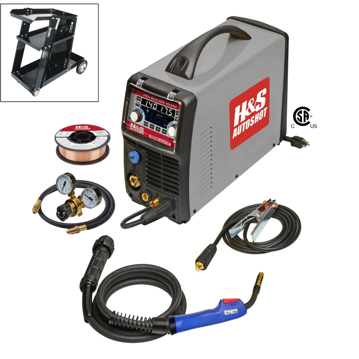 H&S Autoshot 140A MultiMIG Welder Package with welding cart