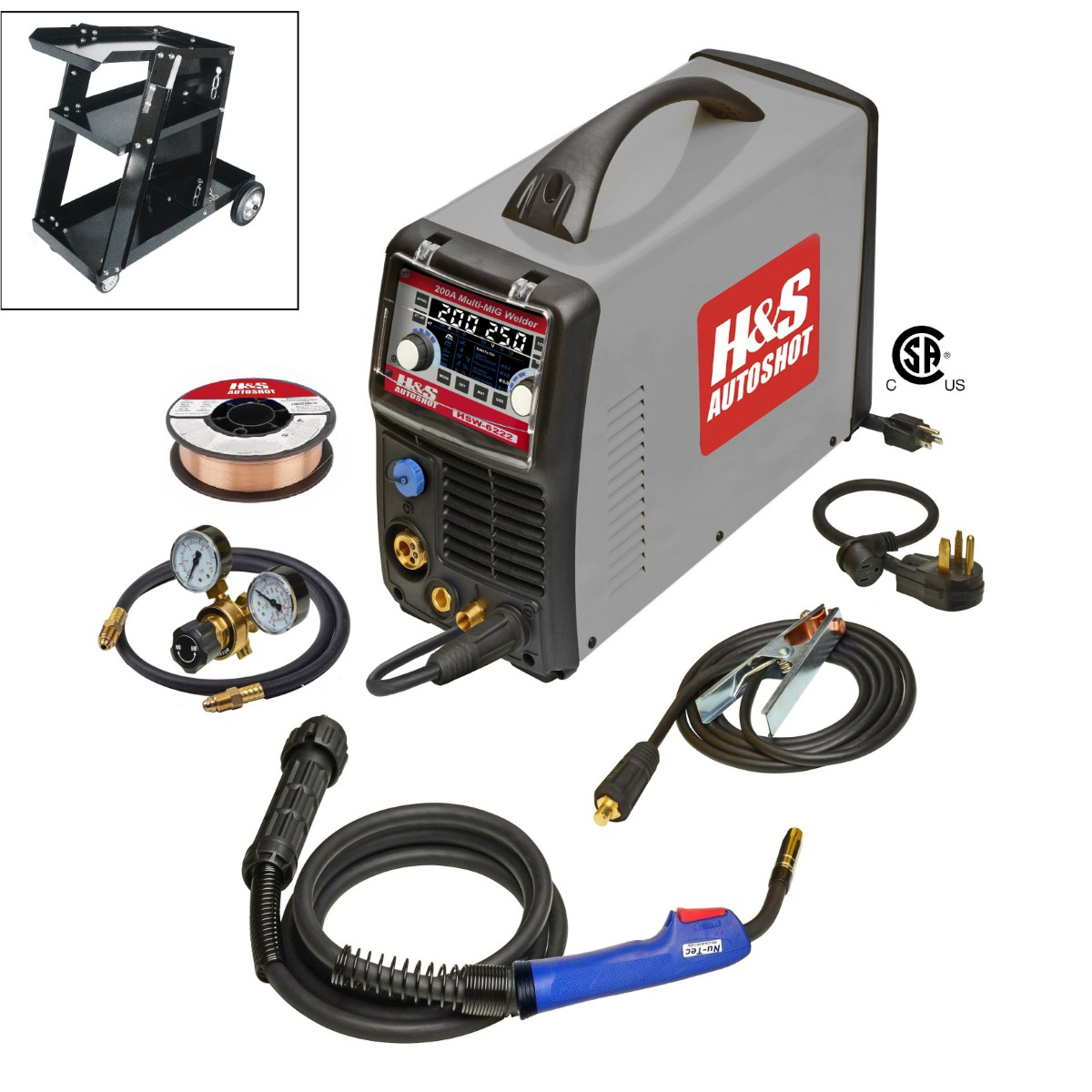 H&S Autoshot 200A MultiMIG Welder Package with welding cart