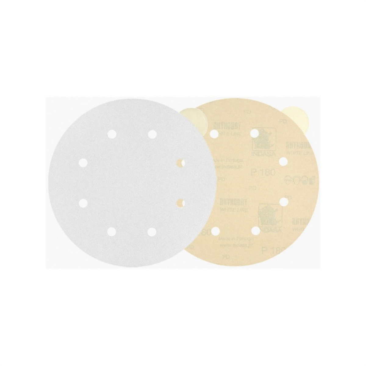 Indasa USA,Inc. 60-180 Rhynostick White Line Abrasive Solid Disc, 6 in Dia, 180 Grit