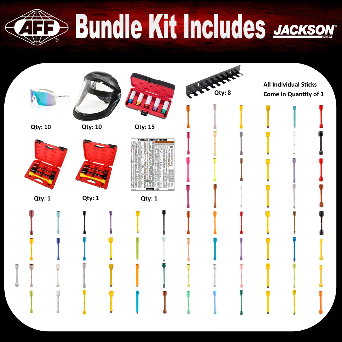 American Forge & Foundry Bundle Pack - Tire Torque Extensions and Sockets - Safety