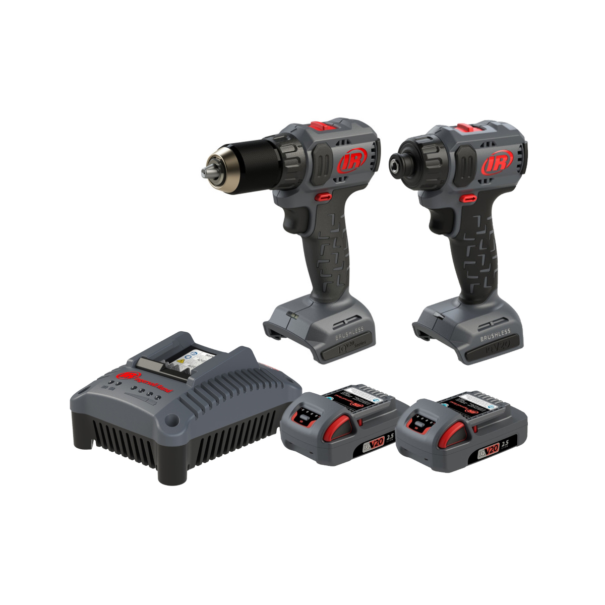Ingersoll Rand 20V Cordless Combo Tool Kit, D3141 1/2 Inch Compact Drill, D3411 1/4 Inch Screwdriver