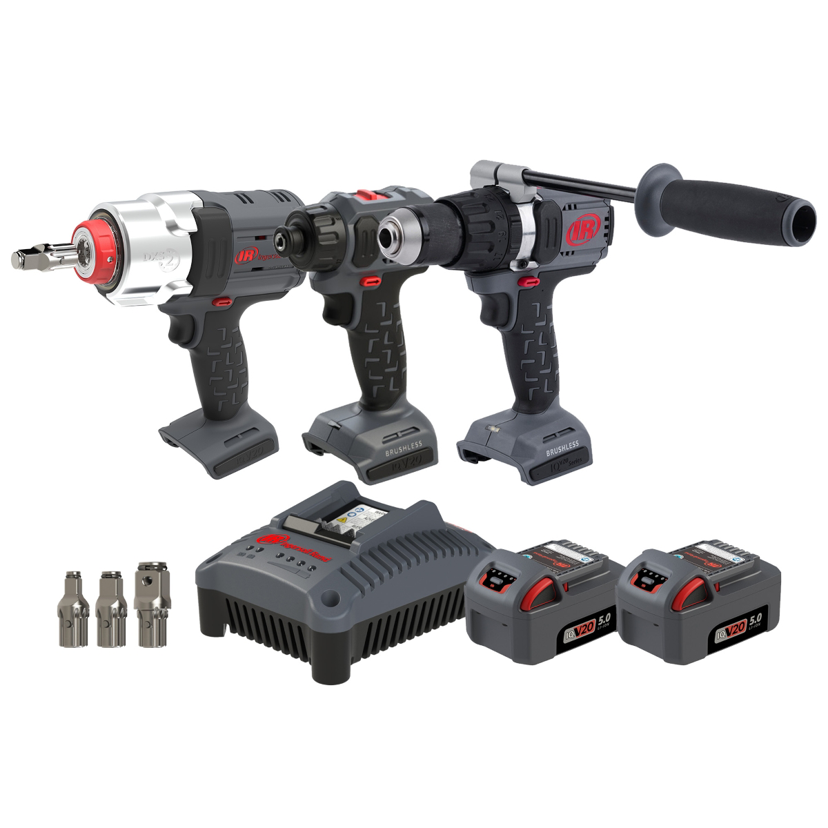 Ingersoll Rand 20V Cordless Combo Tool Kit, D3411 1/4 Inch Screwdriver, D5241 1/2 Inch Hammer Drill, W7153 DXS Impact