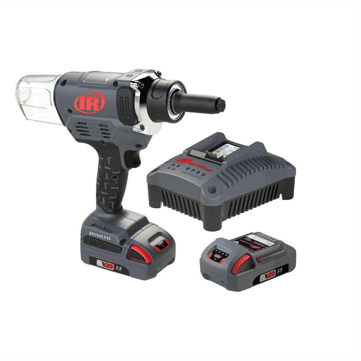 Ingersoll Rand 20V Cordless Blind Rivet Tool 2 Battery Kit, 1" Stroke, 4500lb Pulling Force, 1/4" Rivet Diameter