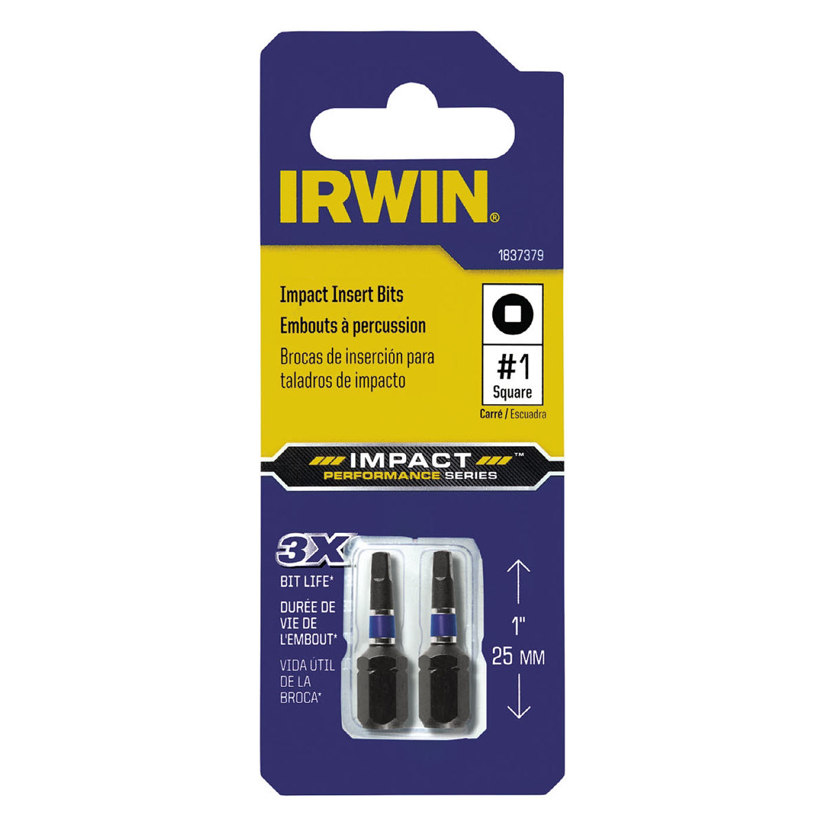 Irwin Industrial Insert Impact Bit No. 1sq X 1oal