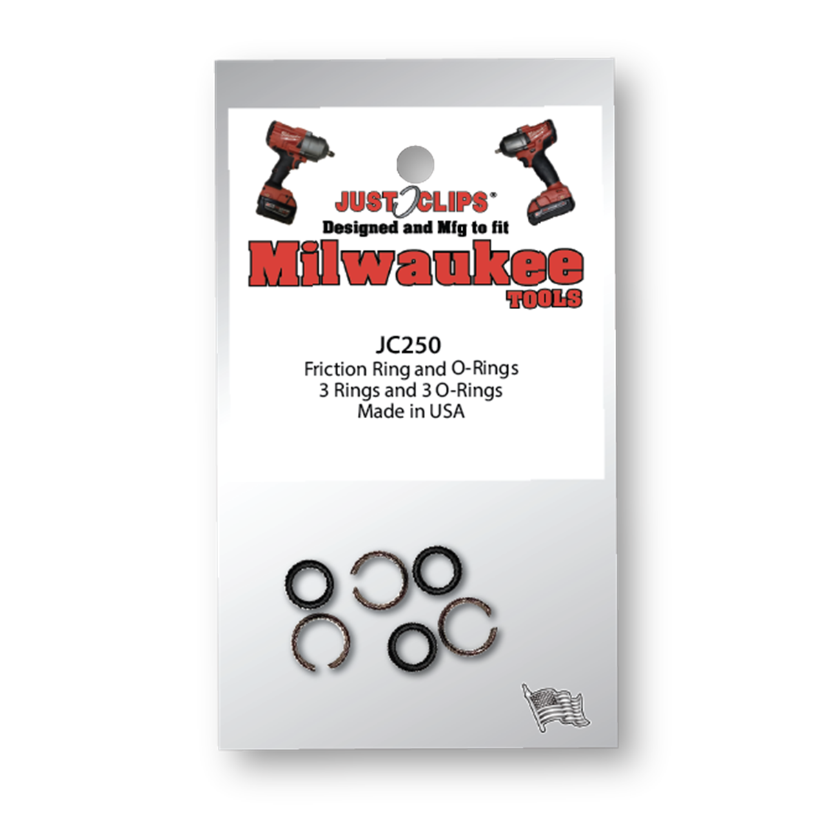 JUST CLIPS 1/4" FRICTION RINGS & O-RINGS FOR MILWAUKEE TOOLS - 5 PACK