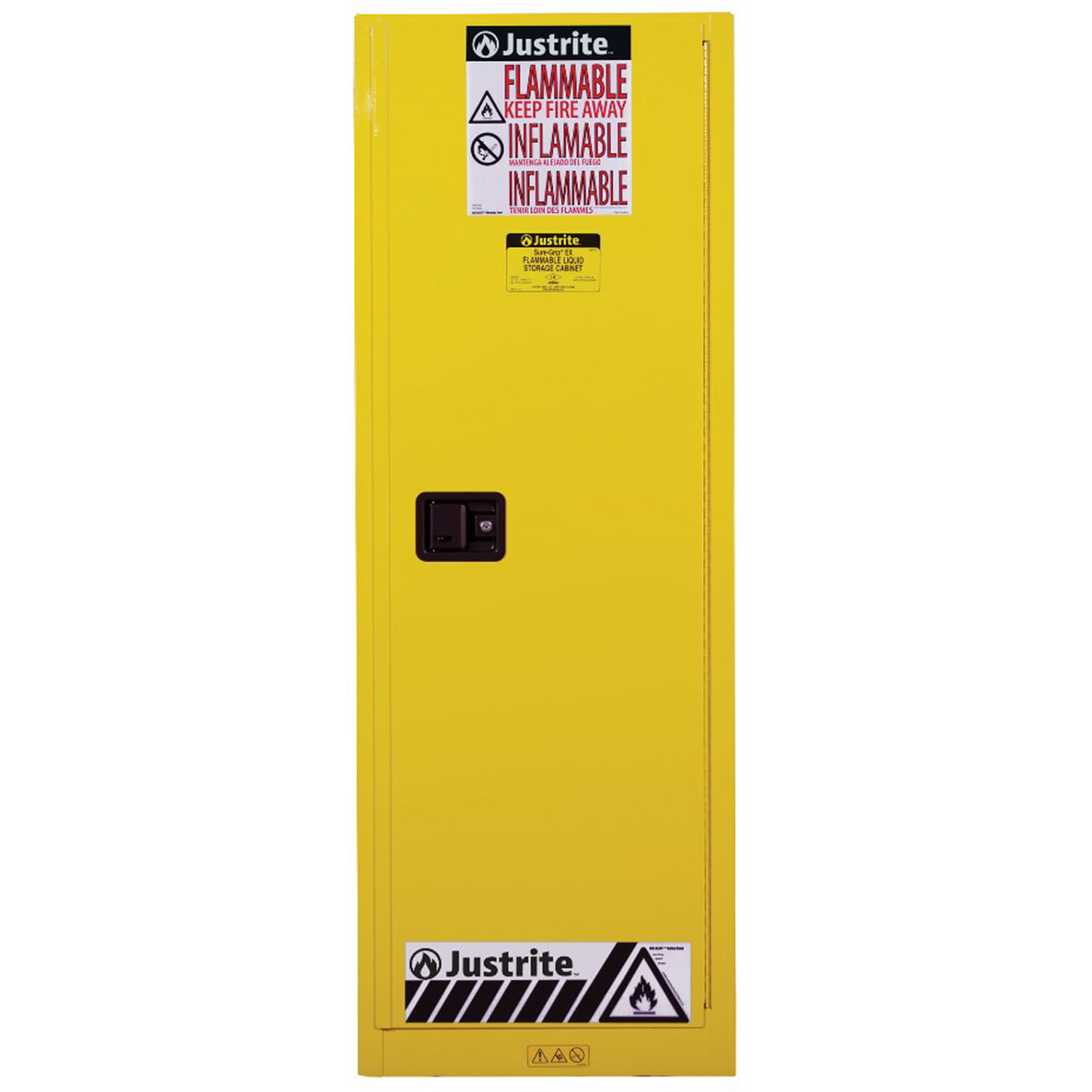 Justrite Mfg. Co. 15 Gallon, 1 Shelf, 1 Door, Self Close, Flammable Cabinet, Sure-Grip&reg; EX Compac, Yellow - 891520