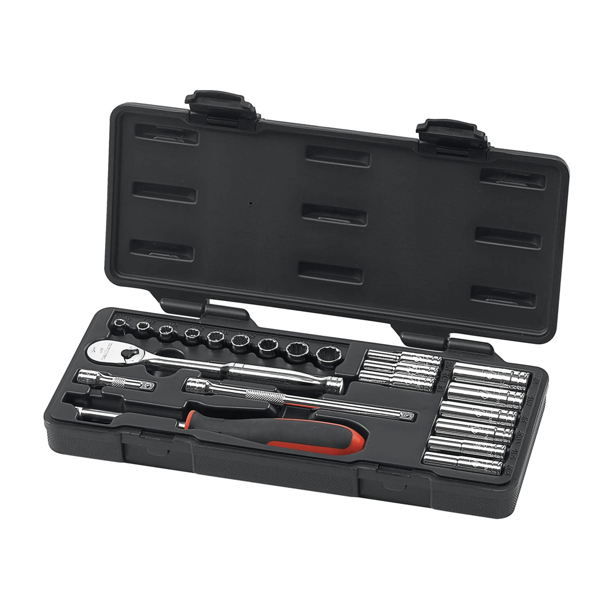 Gearwrench 22 Piece 1/4 Inch Drive 6 & 12 Point Standard & Deep Sae Mechanics Tool Set