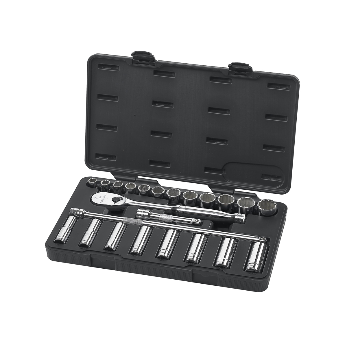 Gearwrench 23 Piece 1/2 Inch Drive 6 Point Standard & Deep Sae Mechanics Tool Set