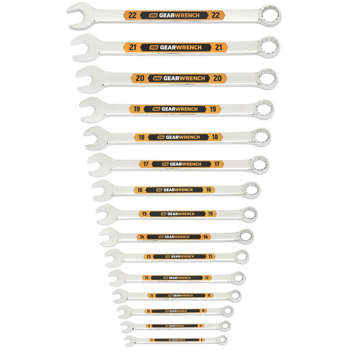 Gearwrench 15 Piece 12 Point Metric Hi-viz Long Pattern Combination Wrench Set