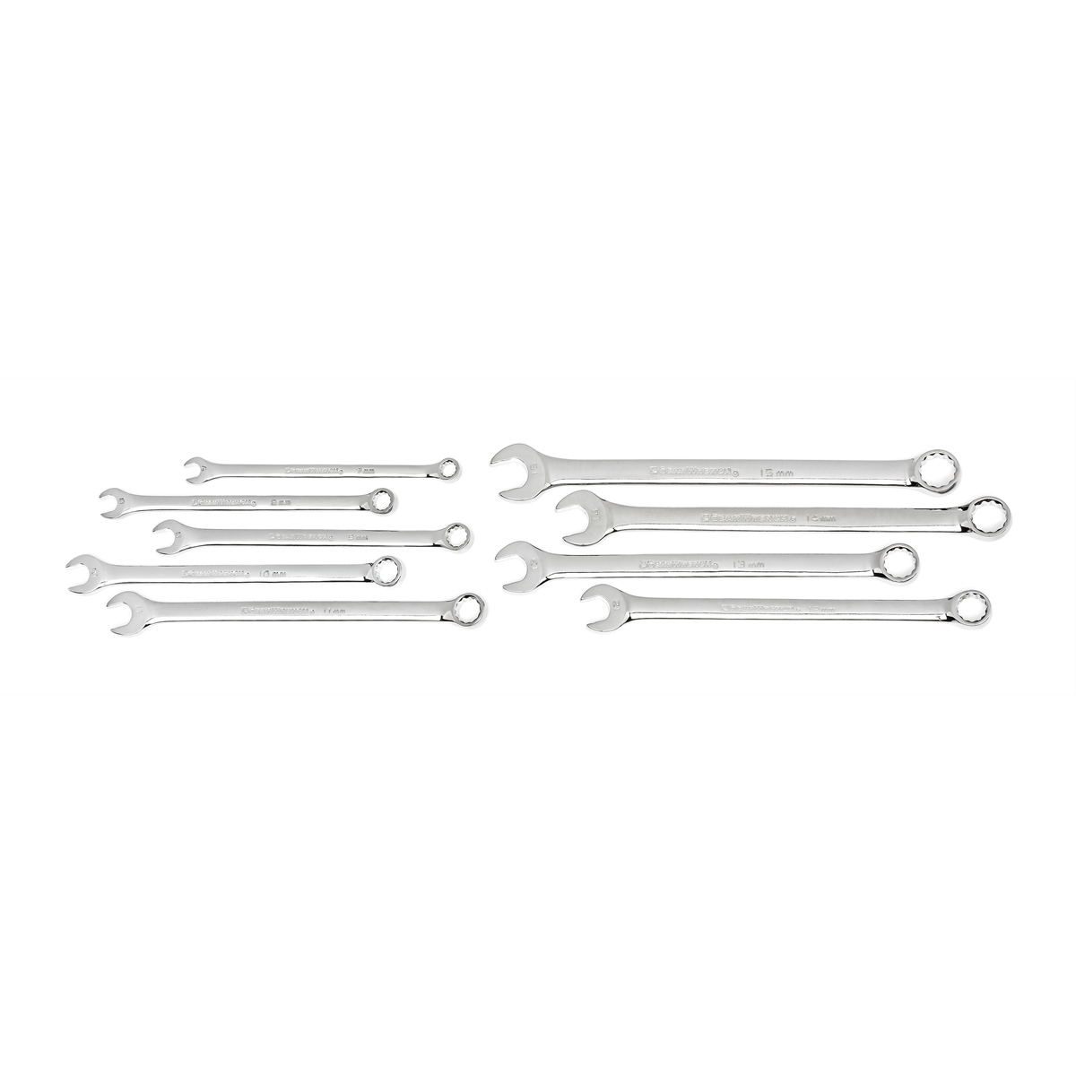 GearWrench 9 Piece 12 Point Long Pattern Combination Metric Wrench Set with Tool Roll