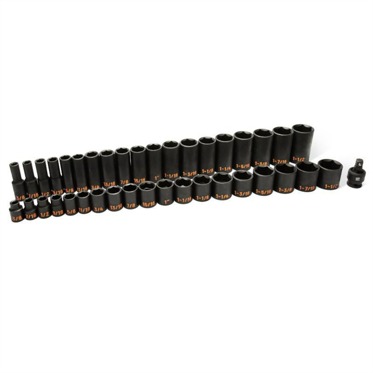 GEARWRENCH 39 Piece 1/2" Drive 6 Point SAE Hi-Viz Standard & Deep Impact Socket Set