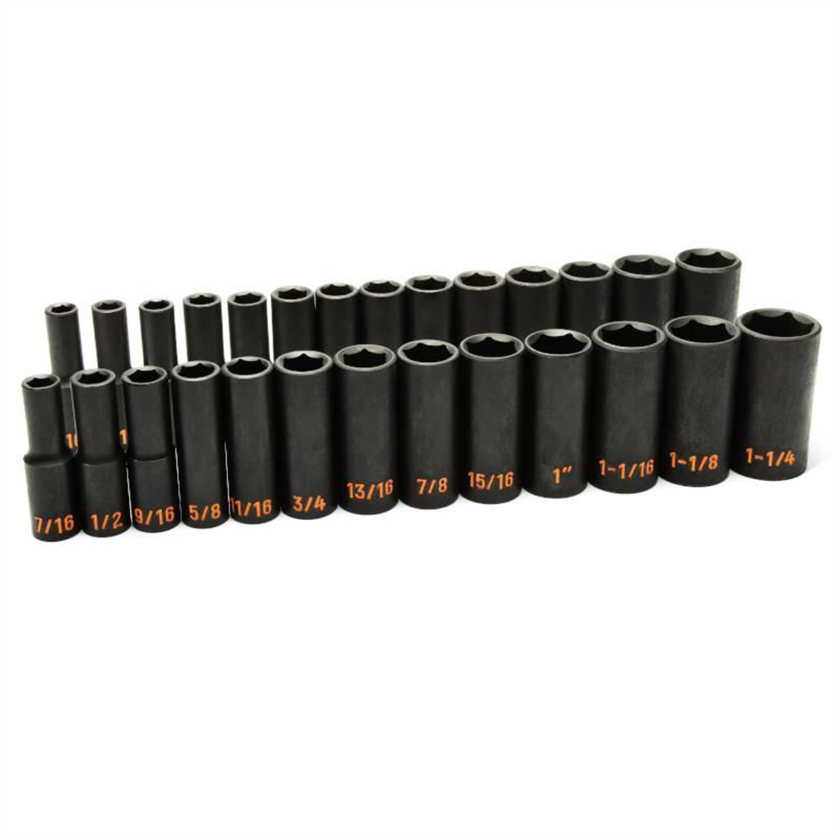 GEARWRENCH 27 Piece 1/2" Drive 6 Point SAE Hi-Viz/Metric Hi-Viz Deep Impact Socket Set