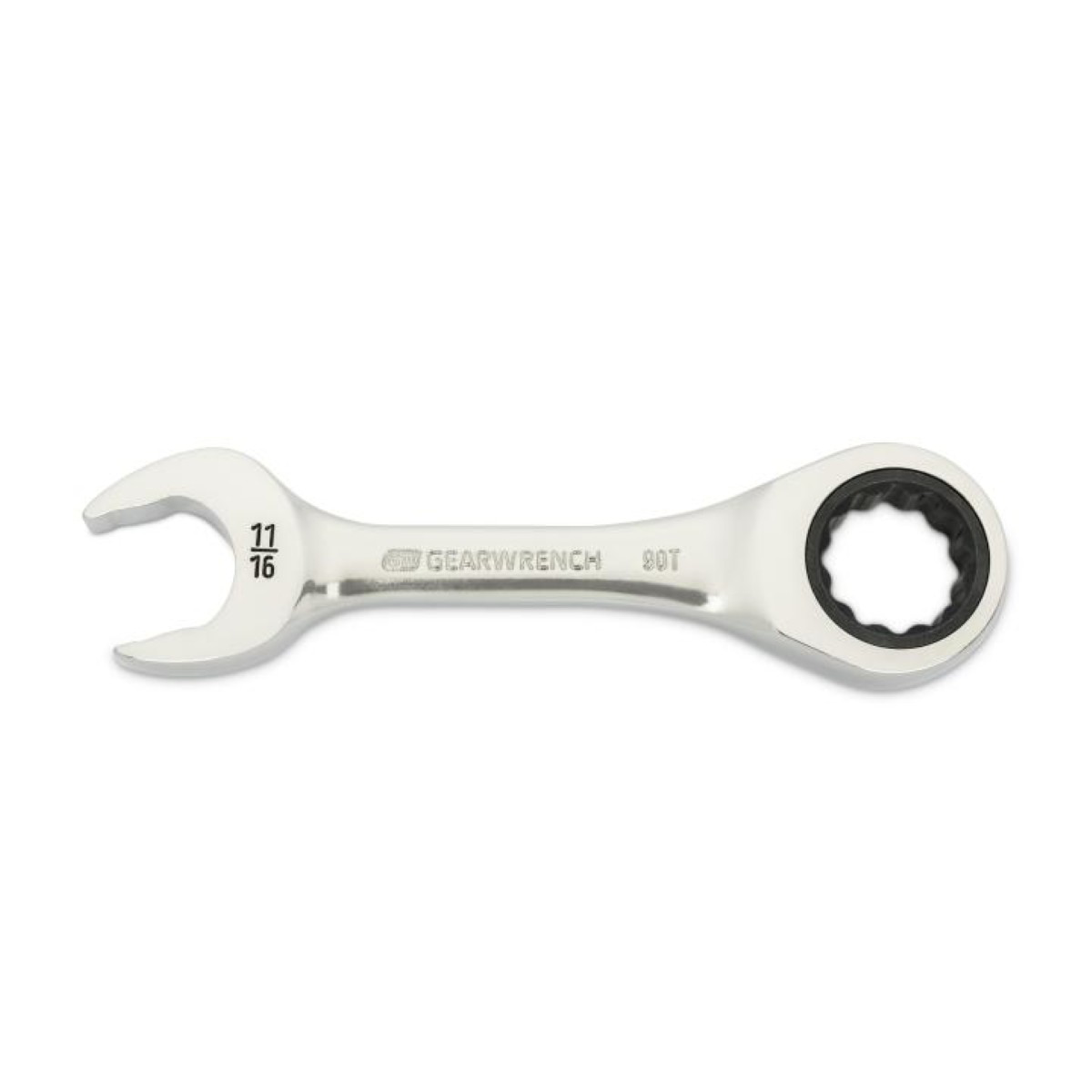 Gearwrench 11/16 Inch 90-tooth 12 Point Stubby Combination Ratcheting Wrench