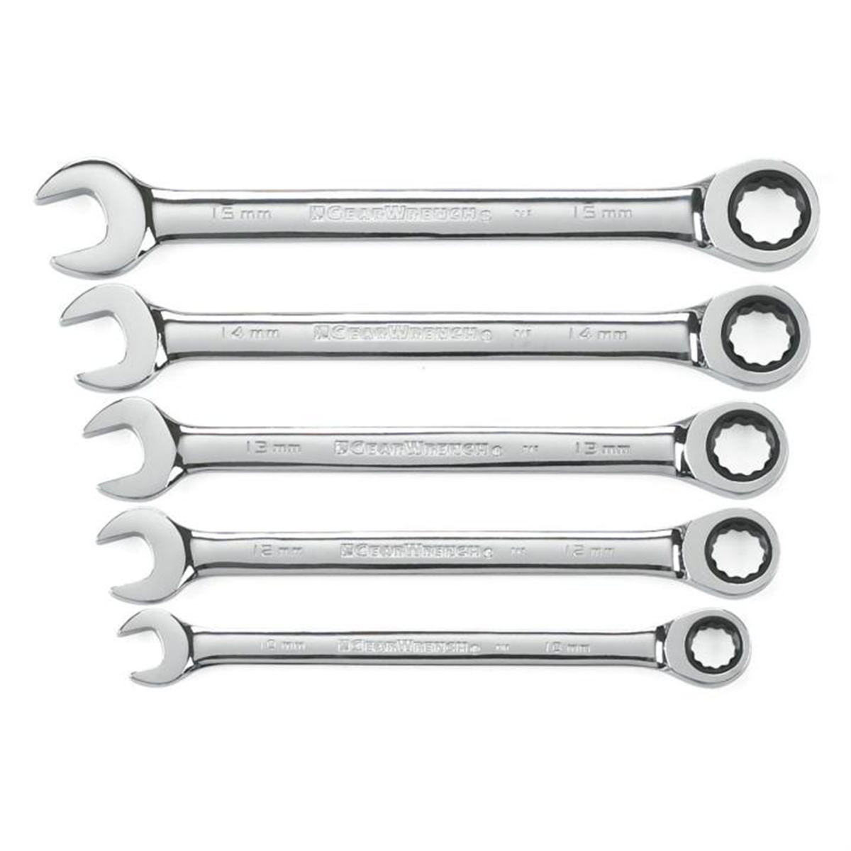 Gearwrench 5 Piece 72-tooth 12 Point Ratcheting Combination Metric Wrench Set