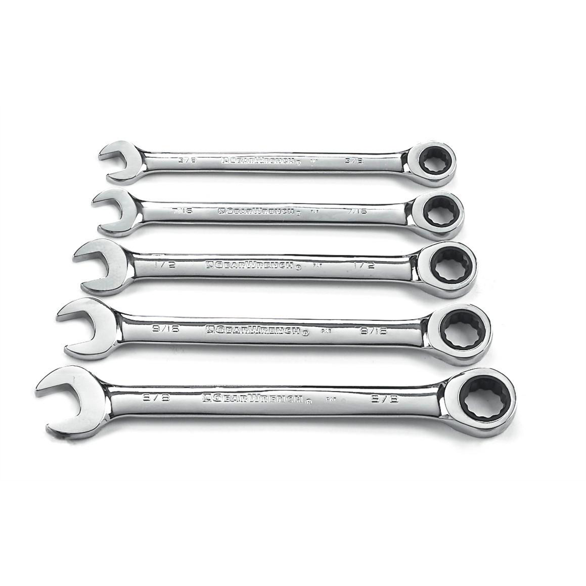GearWrench 5 Piece 72-Tooth 12 Point Ratcheting Combination SAE Wrench Set