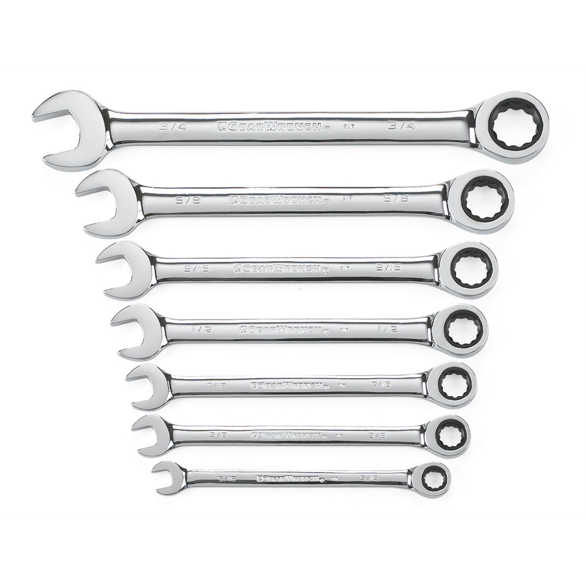 GearWrench 7 Piece 72-Tooth 12 Point Ratcheting Combination SAE Wrench Set