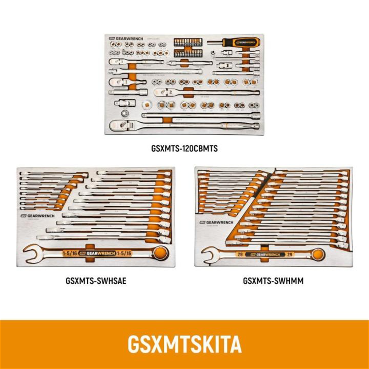 GEARWRENCH 132 Piece 1/4", 3/8" and 1/2" Drive 120XP Mechanics Tool Sets in Premium Foam Trays