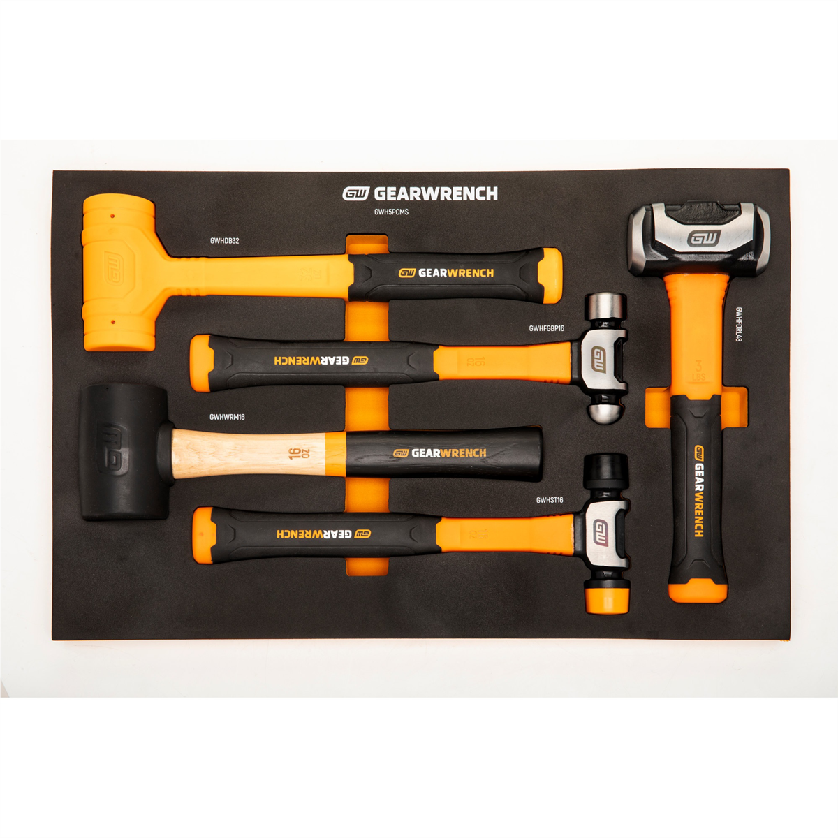 GEARWRENCH 5 Piece Mixed Hammer Set in Foam Storage Tray