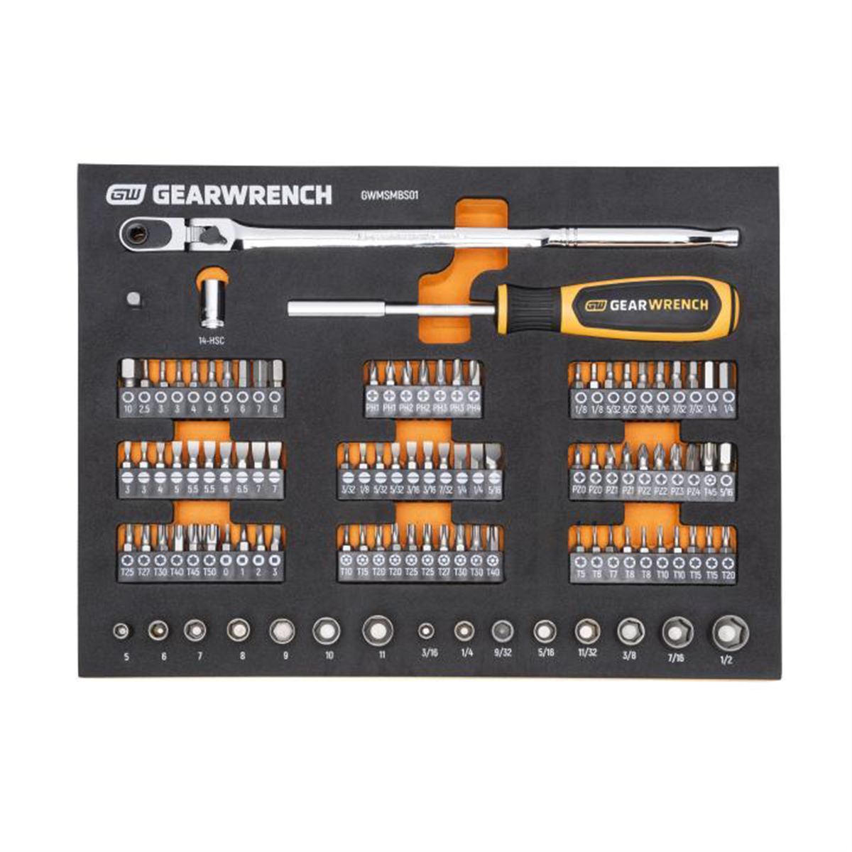 GearWrench 105 Piece 1/4" Drive Slim Head Mechanics Tool Set in Foam Storage Tray