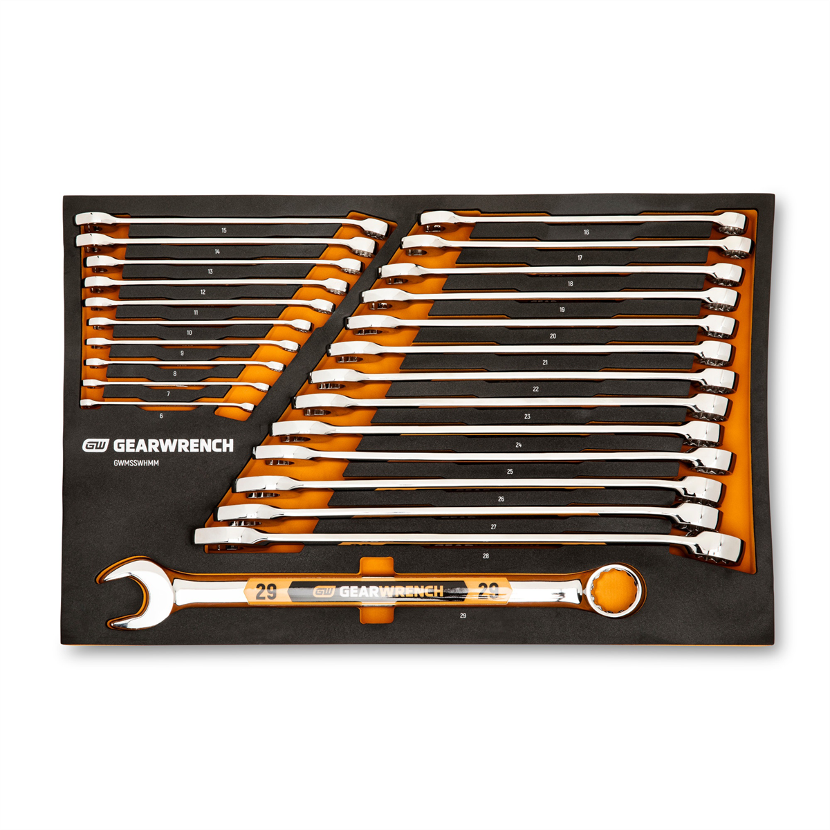Gearwrench 24 Piece 12 Point Metric Hi-viz Long Pattern Combination Wrench Set In Foam Storage Tray