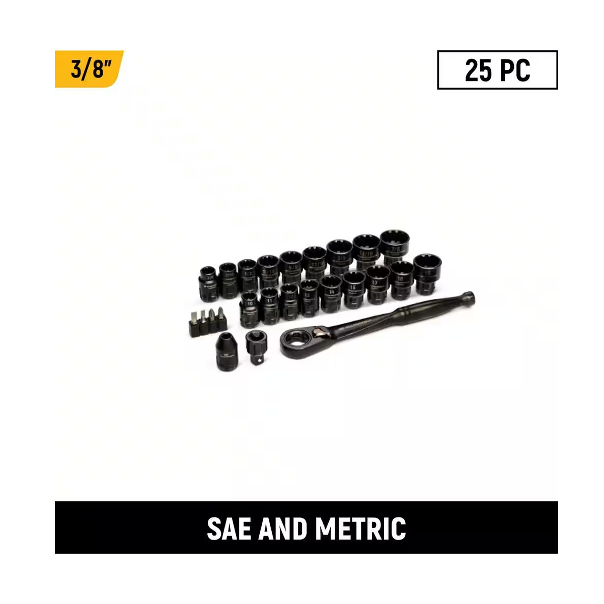 GearWrench 25 Piece 3/8 Inch Drive Pass-Thru Ratchet and Socket Set
