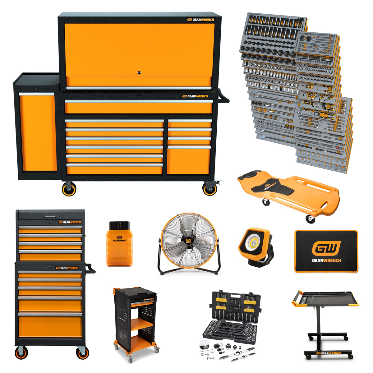 GEARWRENCH 1331 Piece MEGAMOD Master Mechanics Tool Set in Premium Modular Foam Trays With Tool Storage and Shop Equipment