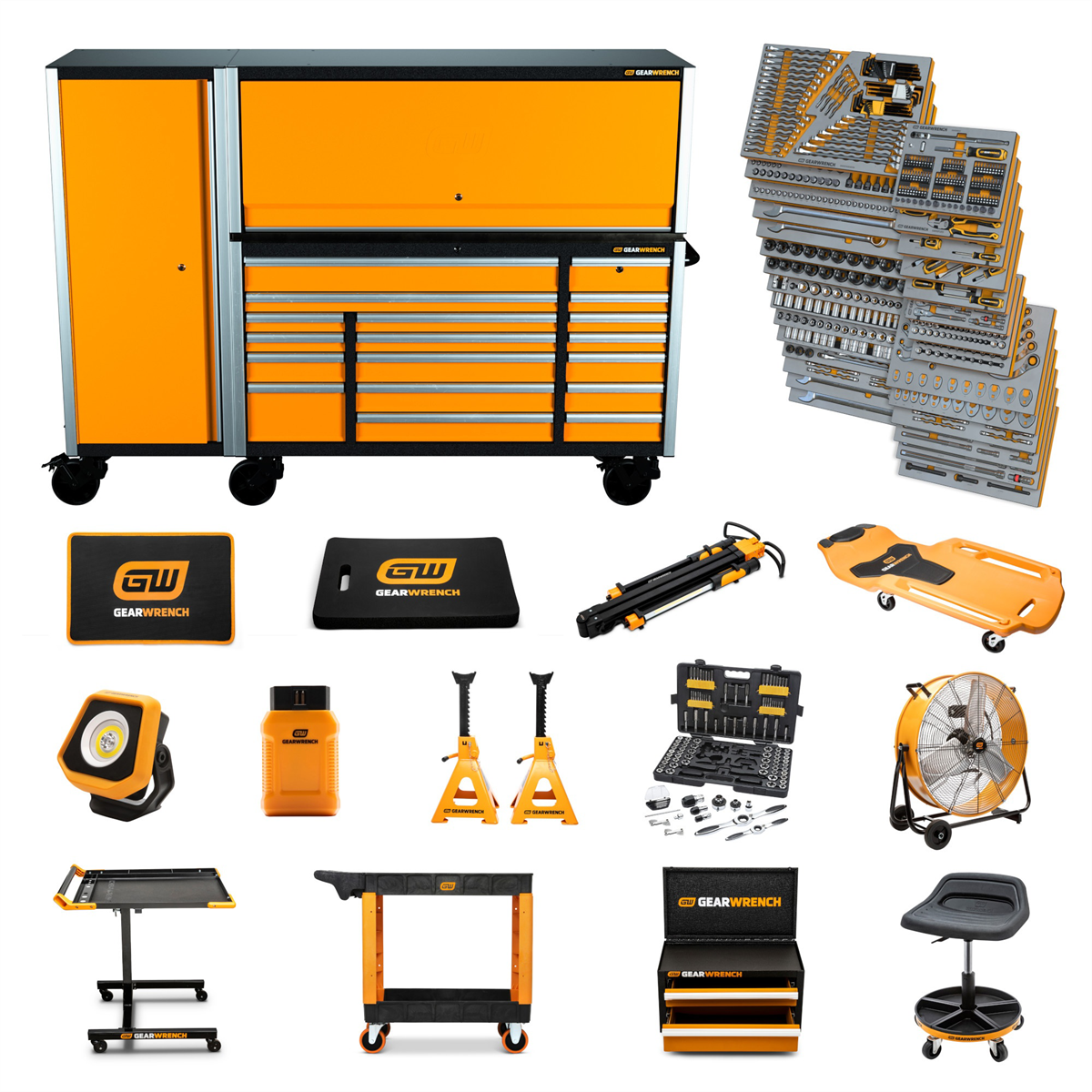 GEARWRENCH 1629 Piece MEGAMOD Mechanics Tool Set in Premium Modular Foam Trays with Tool Storage & Shop Equipment