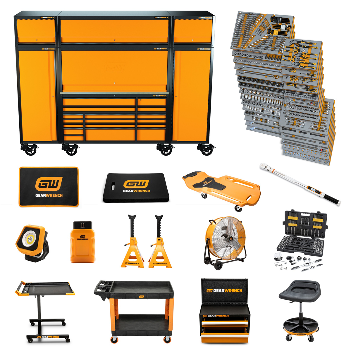 GEARWRENCH 1858 Piece MEGAMOD Mechanics Tool Set in Premium Modular Foam Trays with Tool Storage & Shop Equipment