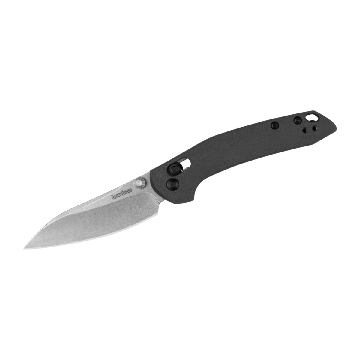 Kershaw Duster Manual Open DuraLock Modified Sheepsfoot Blade EDC Folding Pocket Knife - Charcoal Gray