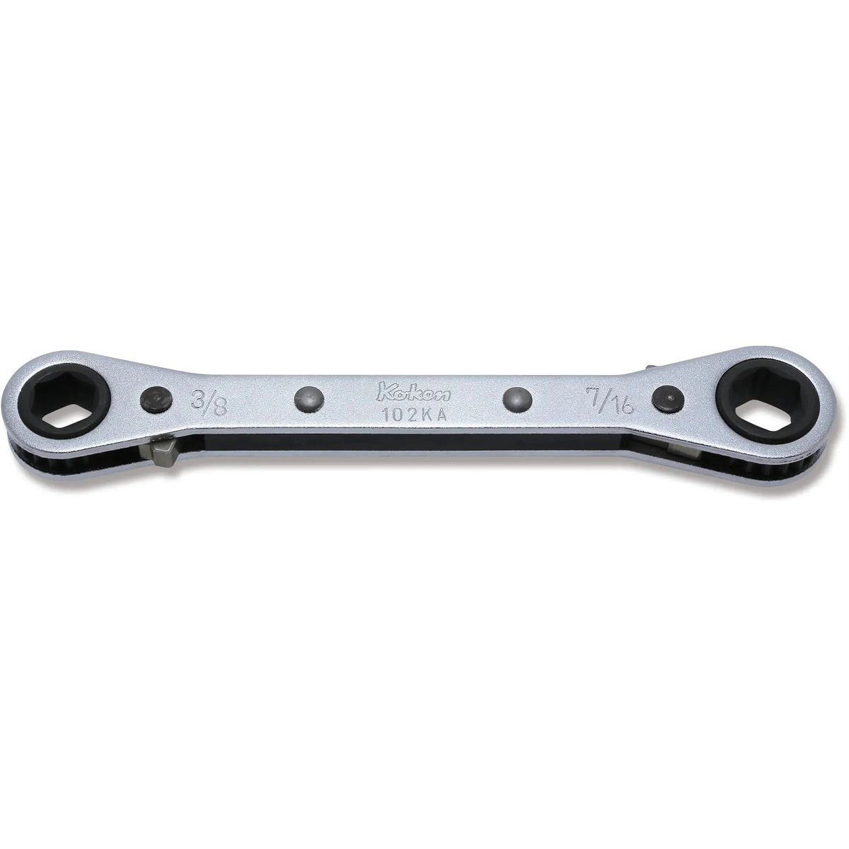 Ko-ken Usa 102ka-3/8x7/16 Ratcheting Ring Wrench 3/8x7/16 6 Point Length 141 Mm Reversible