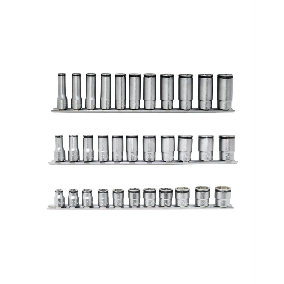 Ko-ken USA 3/8" Nut Grip Bundle with Short, Semi-Deep, and Deep 11 piece Socket Sets