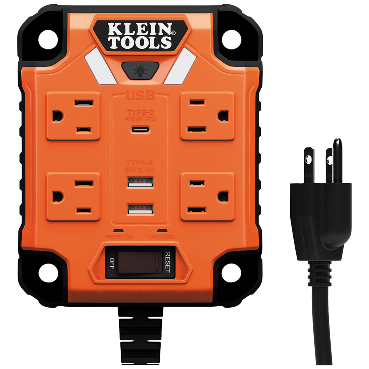 Klein Tools PowerBox 1, Magnetic Mounted Power Strip with Integrated LED Lights