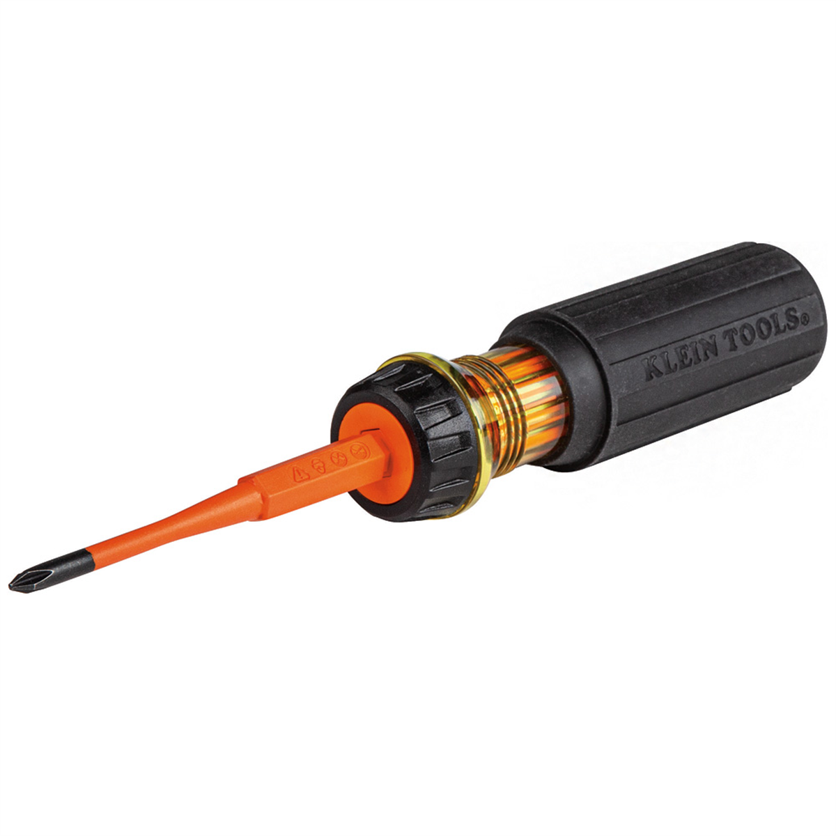 Klein Tools Flip-Blade Insulated Screwdriver, 2-in-1, Square Bit #1 and #2