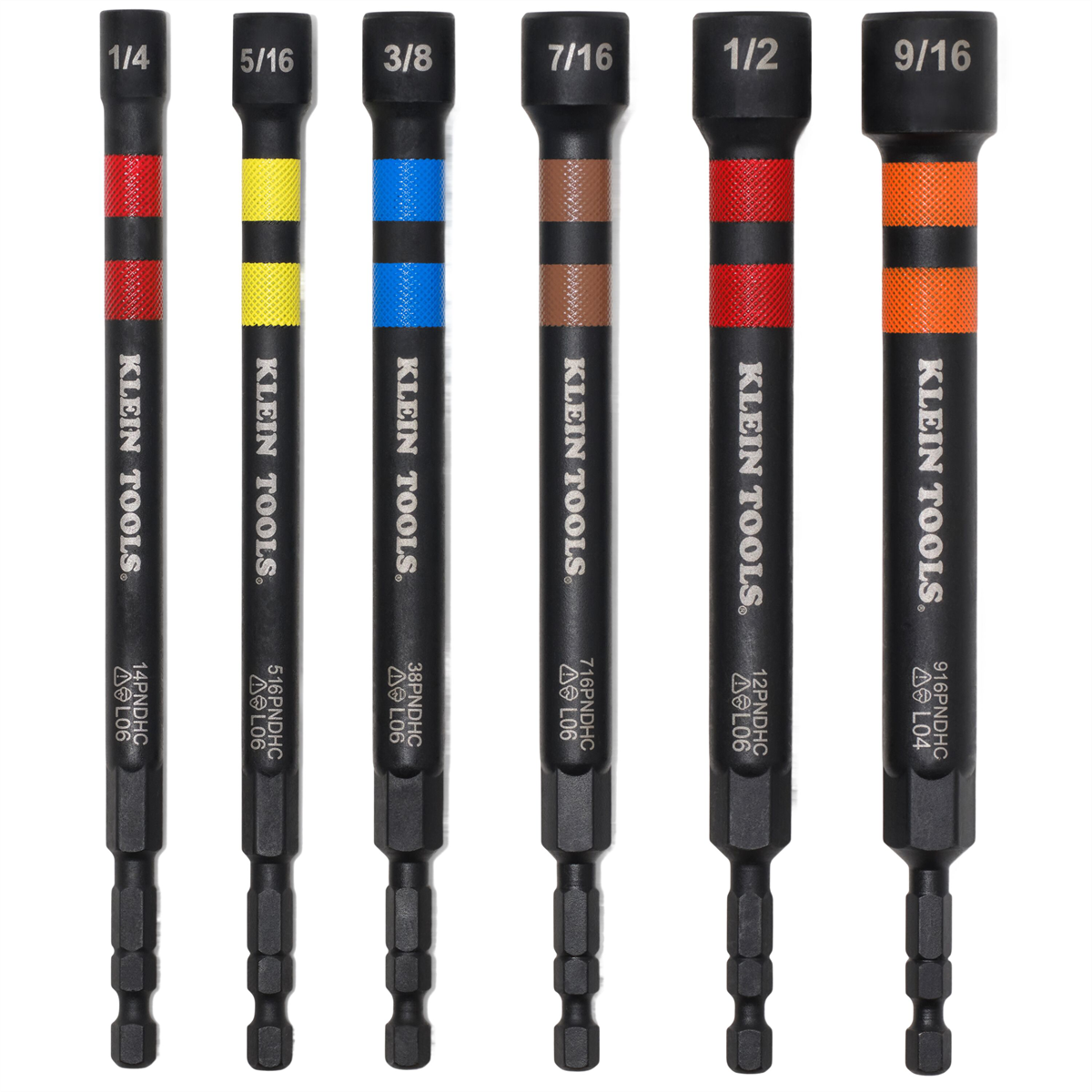 Klein Tools Magnetic Hollow Color-Coded Power Nut Drivers Set, 6-Piece