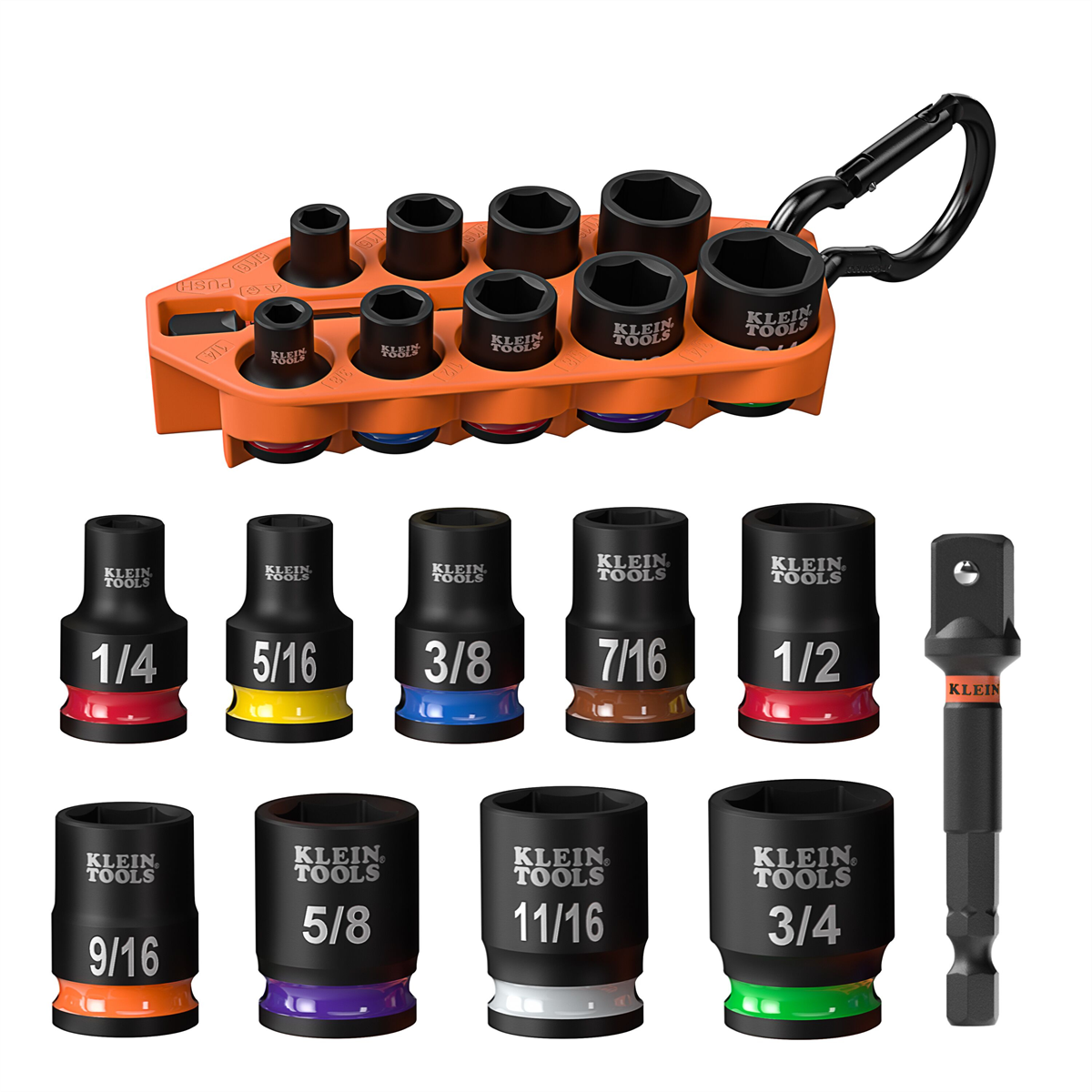 Klein Tools Grab-And-Go Impact Socket Set, SAE, 10-Piece