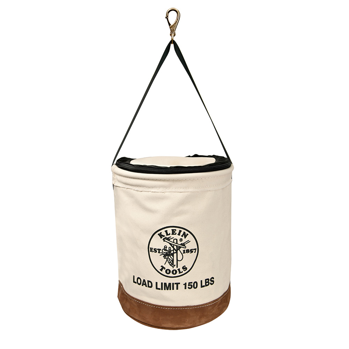 Klein Tools Canvas Bucket, Flame-Resistant, Top Closing, 12-Inch
