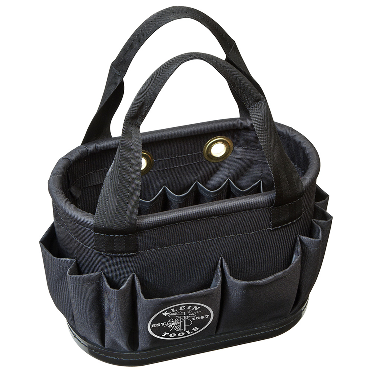 Klein Tools Hard-Body Bucket, 15-Pocket Oval Bucket, Orange/Black