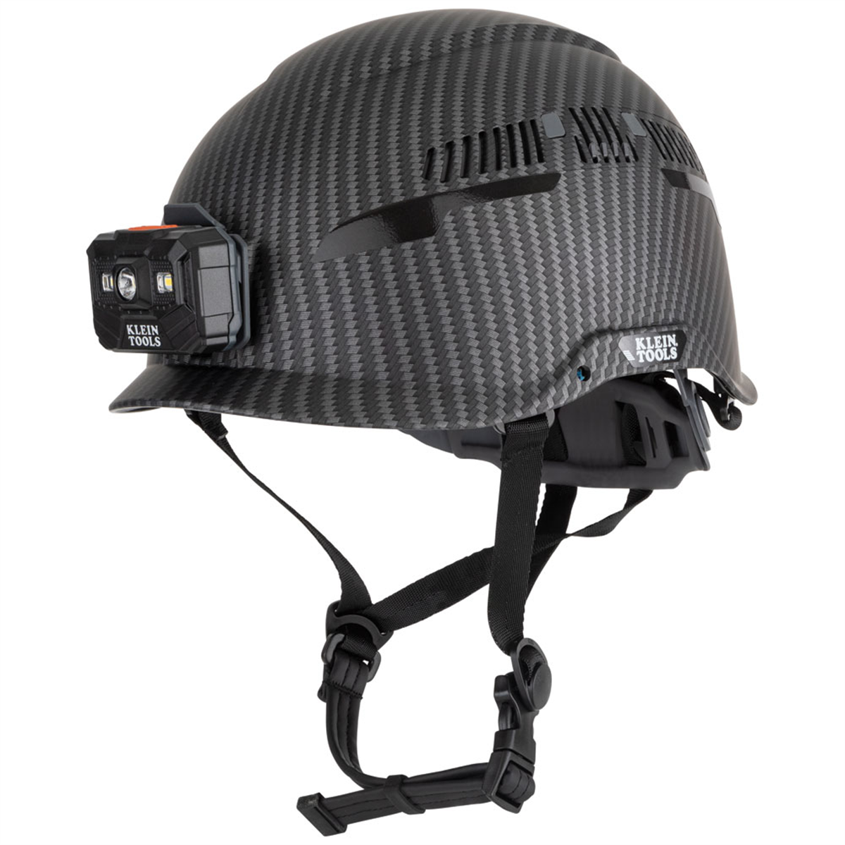 Klein Tools Safety Helmet, Premium KARBN&trade; Pattern, Non-Vented, Class E, Headlamp