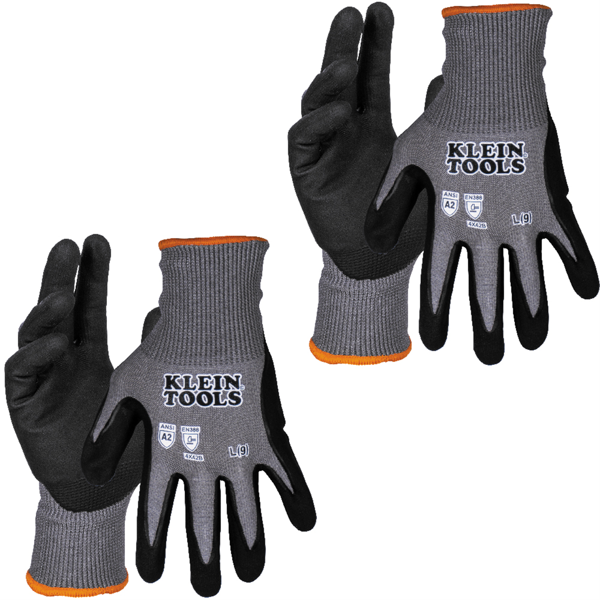 Klein Tools Knit Dipped Gloves, Cut Level A2, Touchscreen, Small, 2-Pair