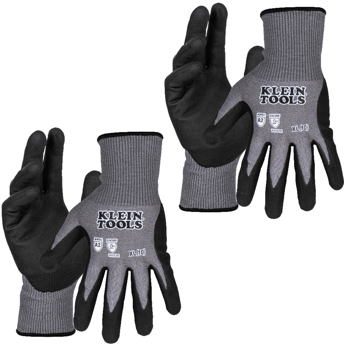 Klein Tools Knit Dipped Gloves, Cut Level A2, Touchscreen, Medium, 2-Pair