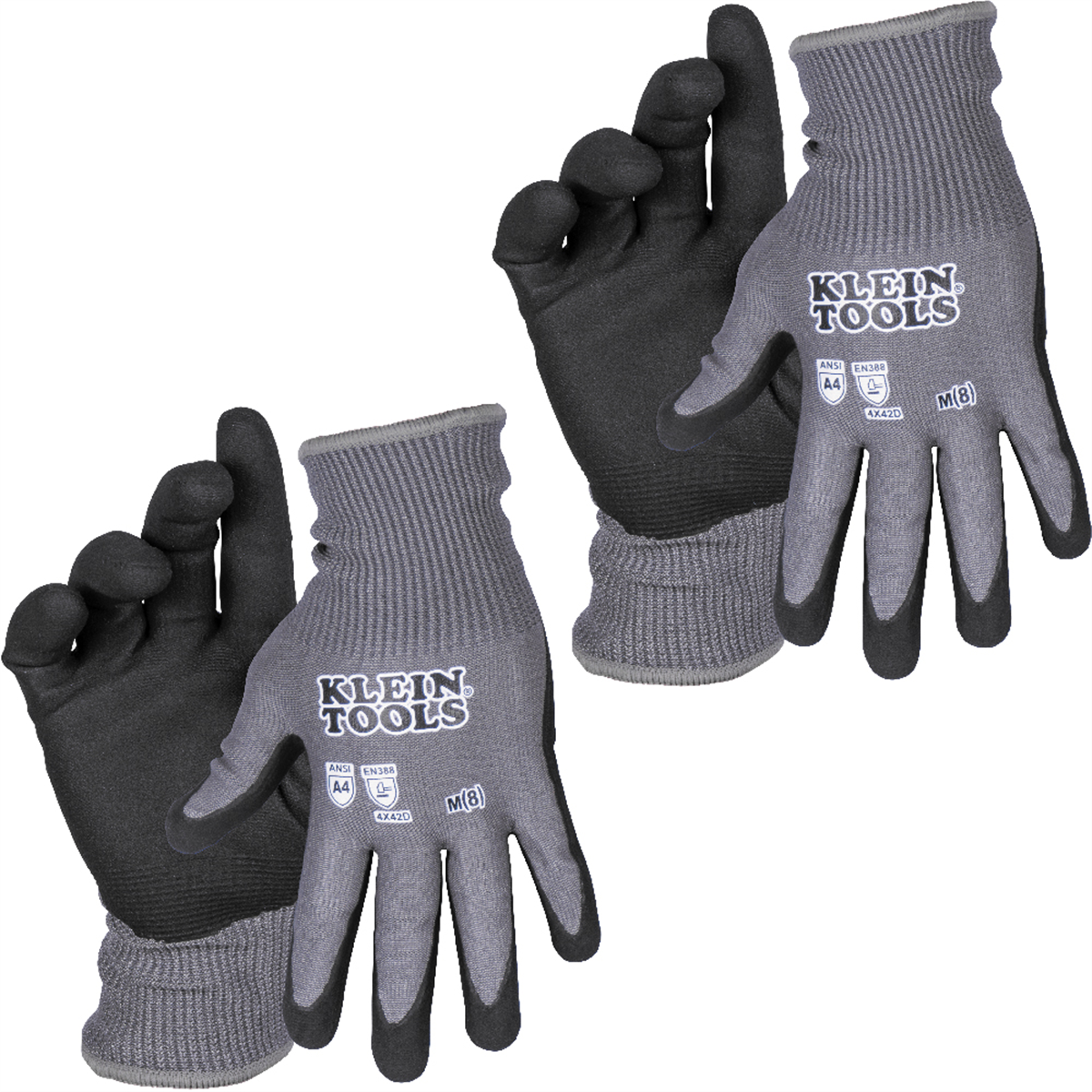 Klein Tools Knit Dipped Gloves, Cut Level A2, Touchscreen, X-Large, 2-Pair