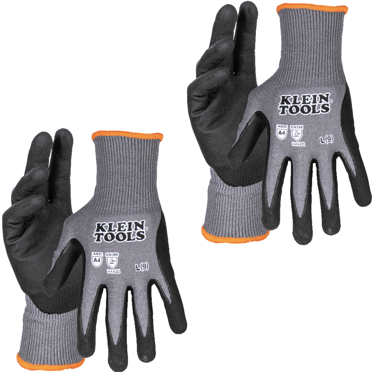 Klein Tools Knit Dipped Gloves, Cut Level A4, Touchscreen, Small, 2-Pair