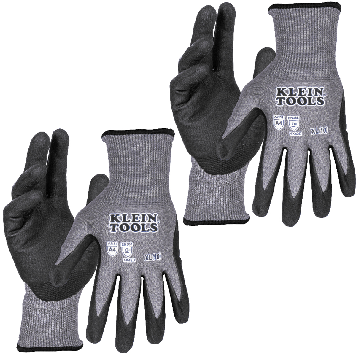 Klein Tools Knit Dipped Gloves, Cut Level A4, Touchscreen, Medium, 2-Pair