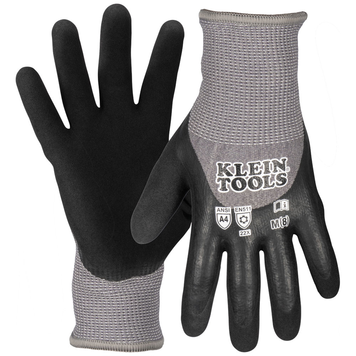 Klein Tools Winter Knit Dipped Gloves, Cut Level A1, Touchscreen, Large