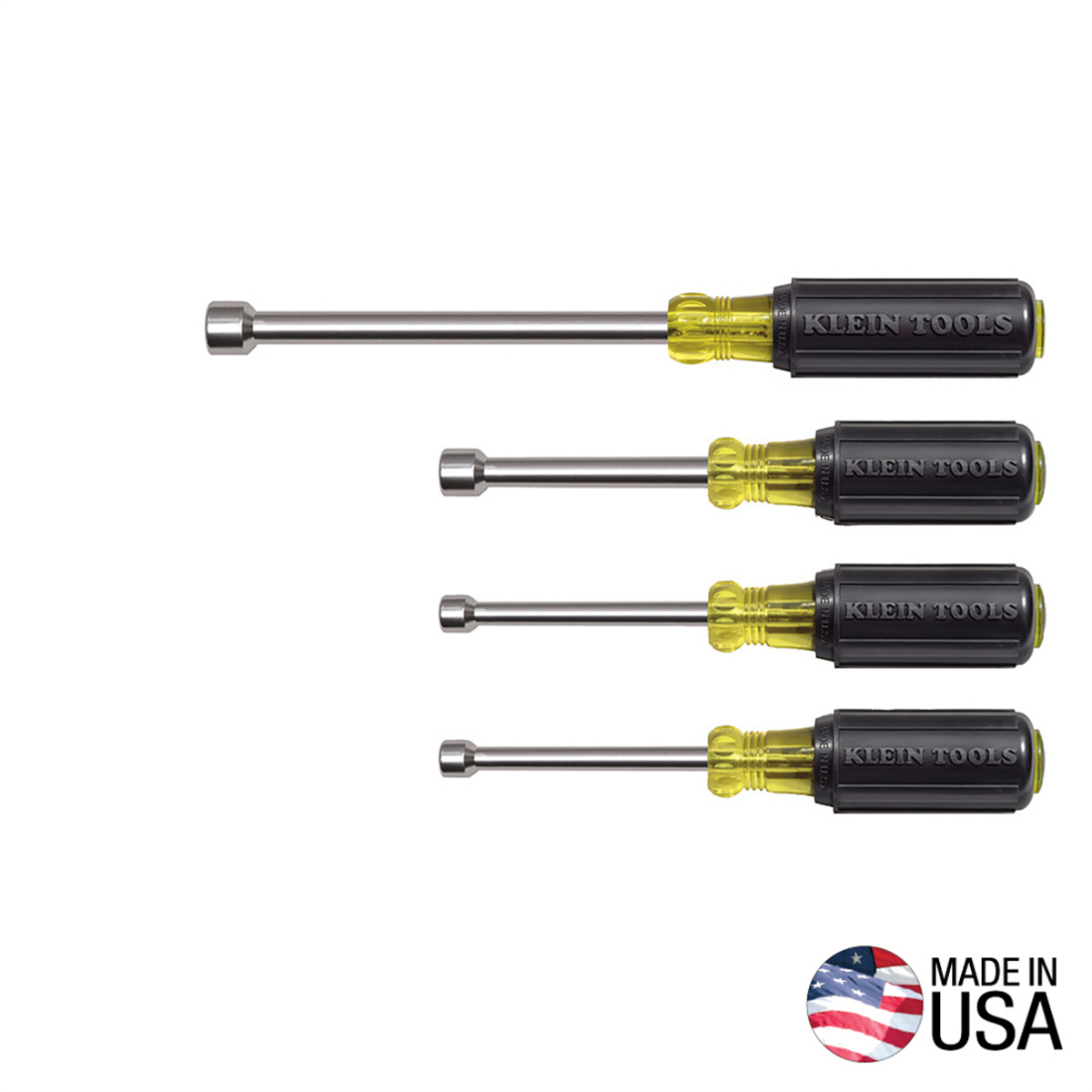Klein Tools Nut Driver Set 3-Inch Shafts, Cushion-Grip&trade;, 4-Piece